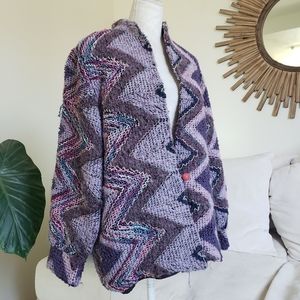 Vintage Georgio Scapati Wool Mohair Textured Knit Purple Button Front Sweater